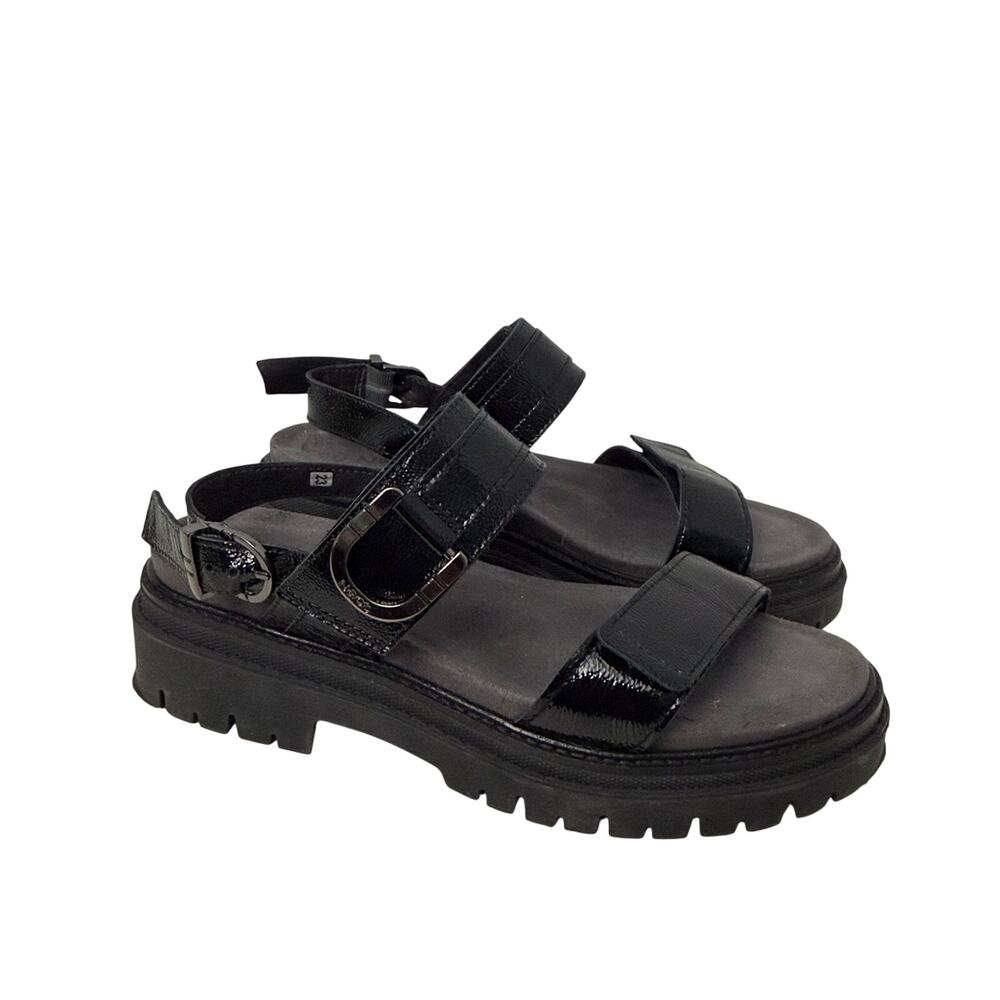 Naot Sandals Womens 8 Trinity Backstrap Black Patent Leather Adjustable Strap